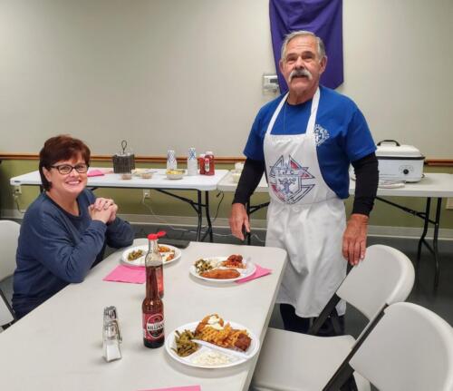 Enjoying food before the main crowd arrives